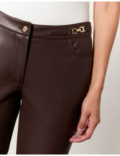 Pantalon 7/8 cigarette uni MARRON Femme