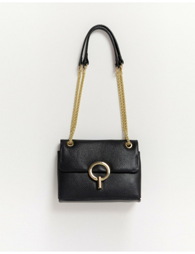 Sac épaule en cuir uni NOIR Femme