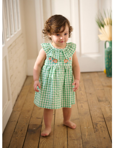 Robe vert menthe à imprimé vichy pour bébé fille