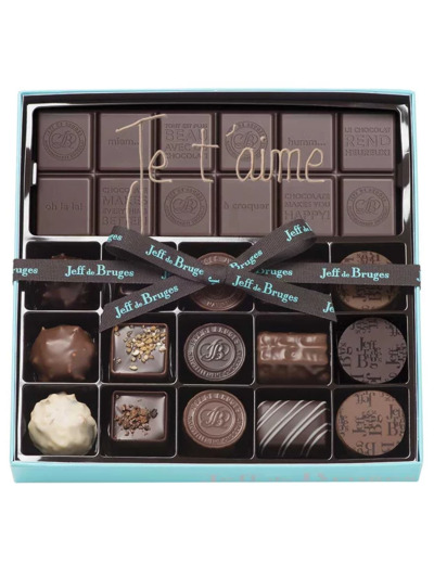 Boite chocolats assortis et tablette chocolat noir 80% personnalisée