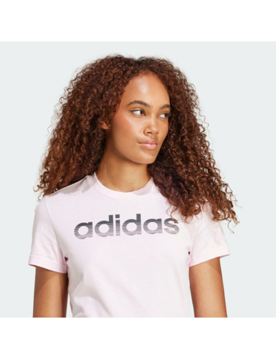 T-shirt imprimé en coton femme, rose