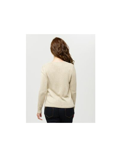 Pull maille beige fils or