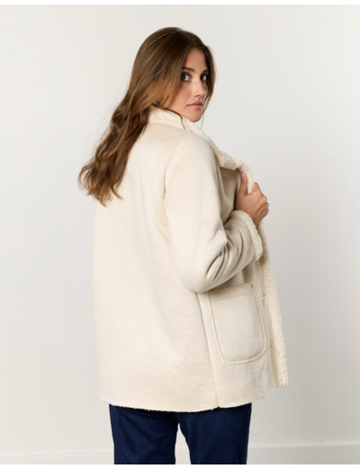 Manteau court uni ECRU Femme