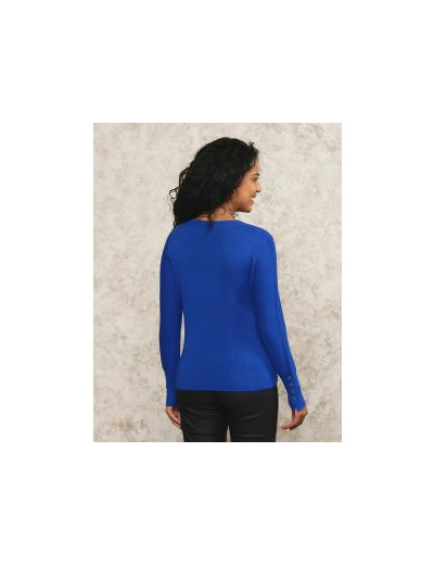 Pull fin bleu roi