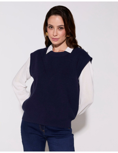 Pull épais uni MARINE Femme