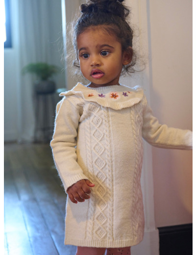 Robe-pull écrue pour bébé fille