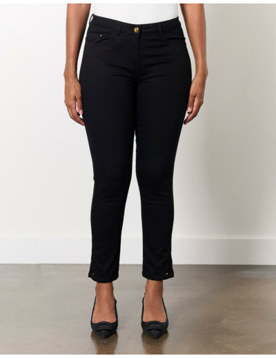 Pantalon 7/8 slim uni NOIR Femme