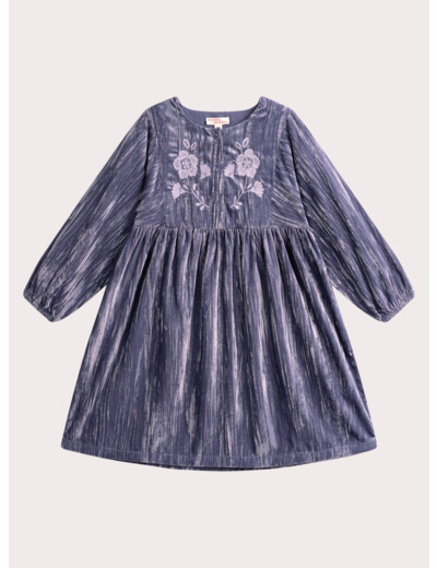 Robe violette en velours avec broderies pour fille