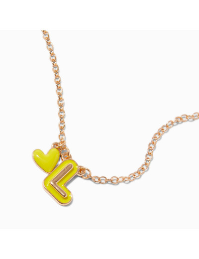 Collier à pendentif cœur à initiale bulle jaune - L