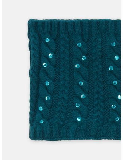 Snood en tricot bleu canard pour fille