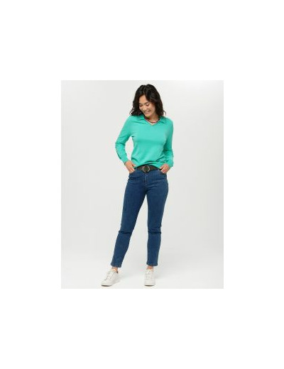 Pull vert menthe col polo