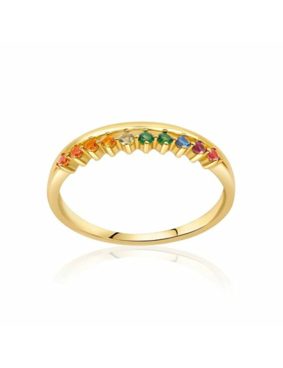 Bague CLEOR en Argent 925/1000 Jaune et Oxyde Multicolore