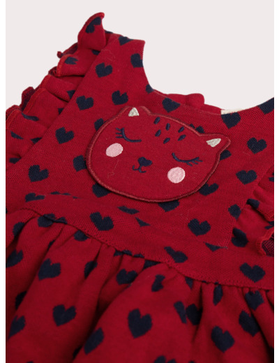 Robe rouge à imprimé cœur pour bébé fille