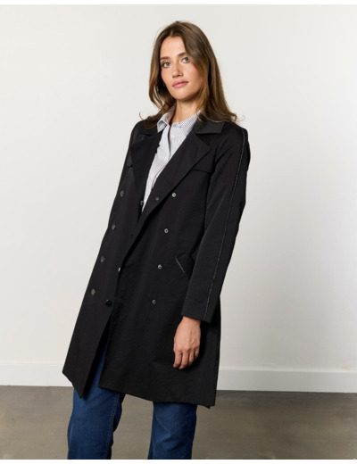 Trench longue uni NOIR Femme