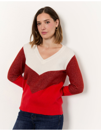 Pull épais color bloc ECRU Femme