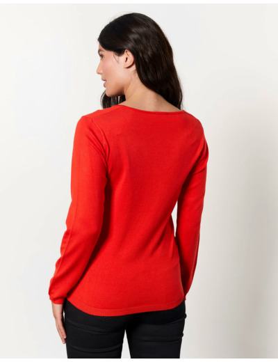 Pull fin uni ROUGE Femme