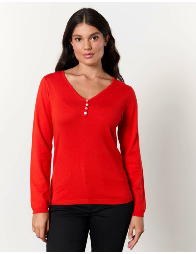 Pull fin uni ROUGE Femme