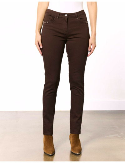 Pantalon long droit uni MARRON Femme