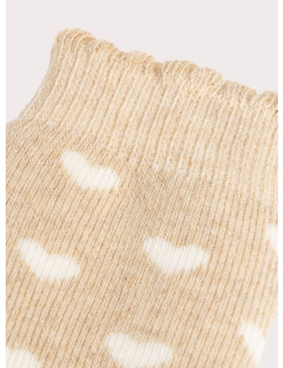 Chaussettes chaudes beige antidérapantes à motif cœur pour bébé fille