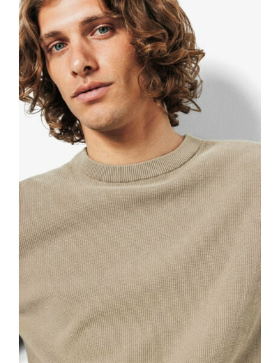 Pull col rond jeux de points - Beige