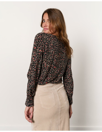 Blouse manches longues imprimée NOIR Femme