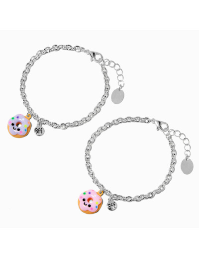 Bracelets en chaîne à maillons gourmette donut joyeux best friends - Lot de 2