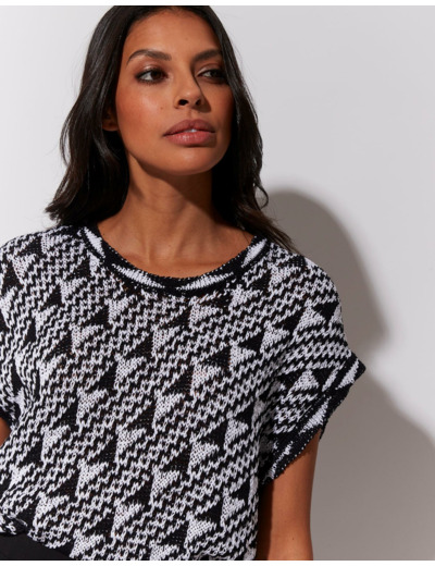 Pull fin jacquard NOIR Femme