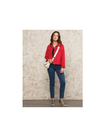 Gilet col chemisier rouge