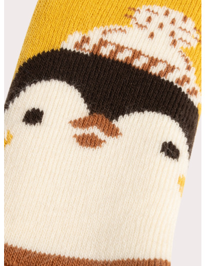 Chaussettes jaunes à motif pingouin antidérapantes