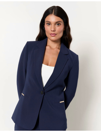 Veste mi-longue unie MARINE Femme