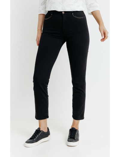 Pantalon 7/8 Brodé En Coton Viscose