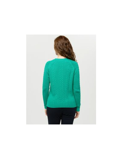 Pull doux vert torsades