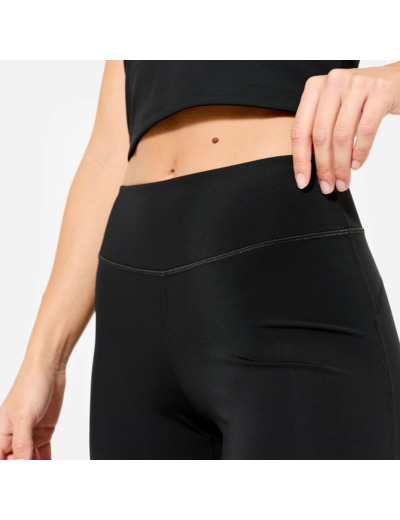 Legging de fitness taille haute et respirant femme avec empiècement mesh, noir