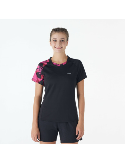 T-Shirt de Badminton Femme Lite 560 - Noir/Fluo