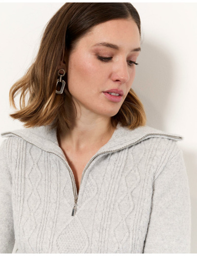 Pull épais rayé GRIS Femme