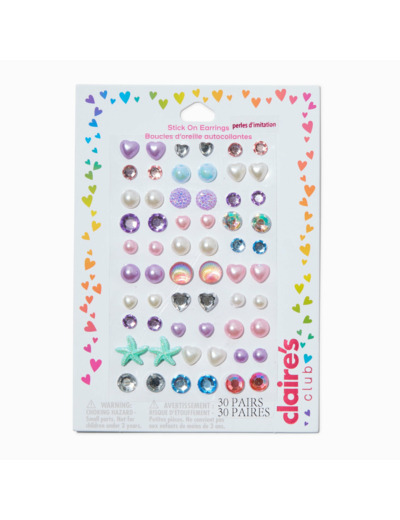 Boucles d'oreilles autocollantes sirène Claire's Club - Lot de 30