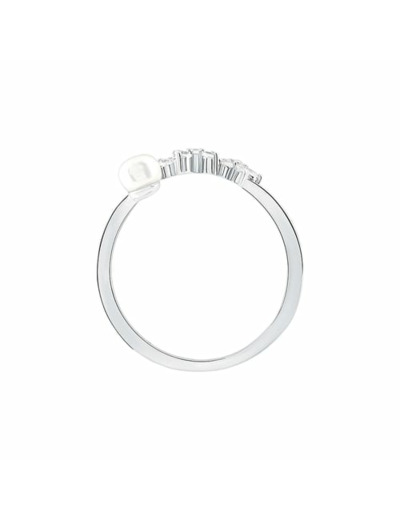 Bague CLEOR en Argent 925/1000, Perle Synthétique Blanche et Oxyde