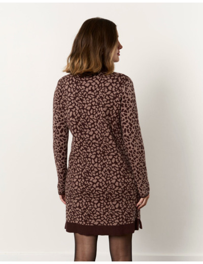 Robe courte avec motifs MARRON