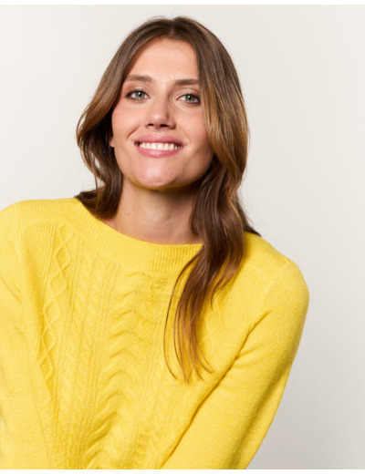 Pull épais uni JAUNE Femme