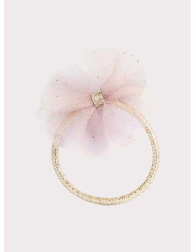 Lot d'élastiques et barrettes en tulle rose pour fille