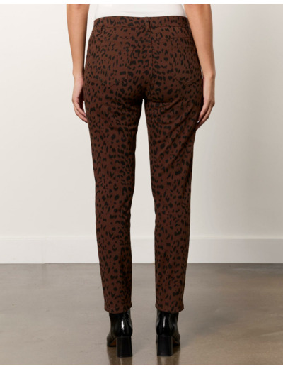 Pantalon 7/8 slim imprimé léopard MARRON Femme