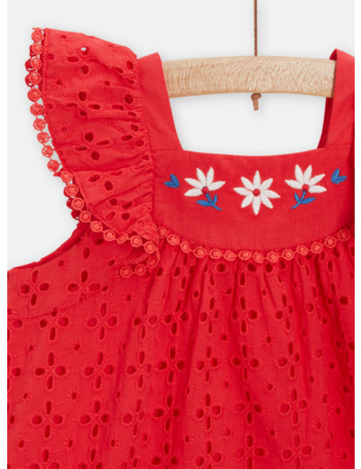 Robe rouge brodée pour bébé fille