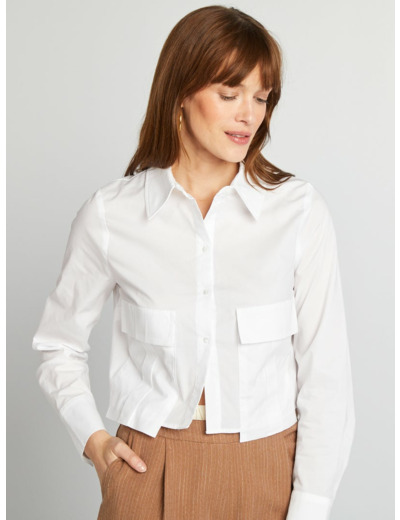 Chemise crop - BLANC