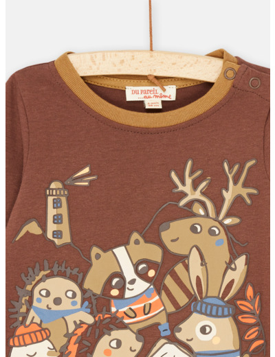 T-shirt marron à motifs animaux