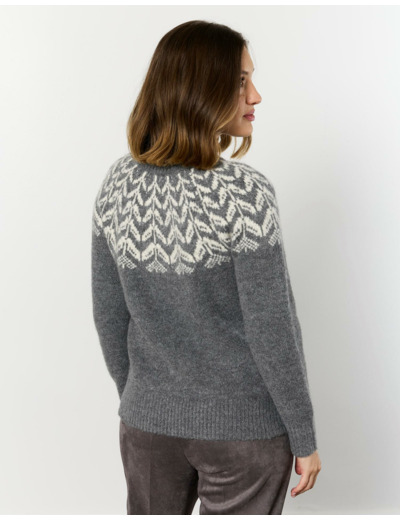 Pull épais jacquard GRIS Femme