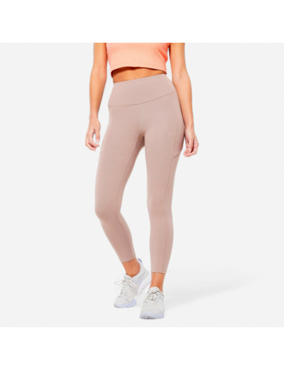 Legging 7/8 Fitness Femme galbant - 520 Marron givré