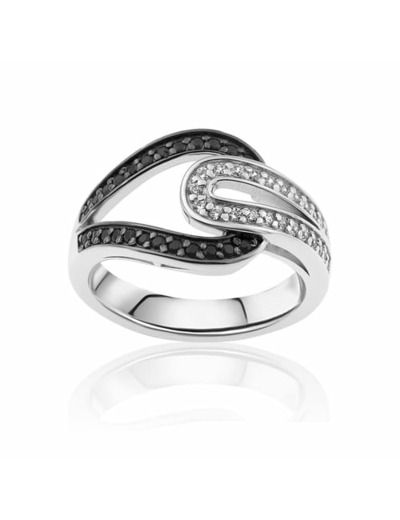 Bague CLEOR en Argent 925/1000 Bicolore et Oxyde Bicolore