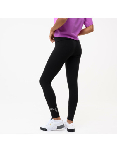 Legging confortable en coton 7/8 femme, noir