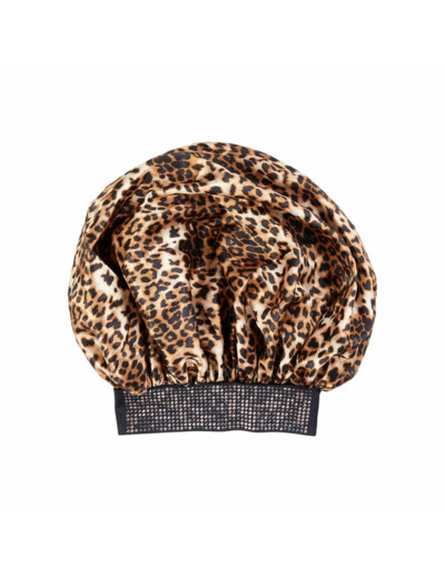 DIAMOND BLING BONNET SJ LEOPARD RED