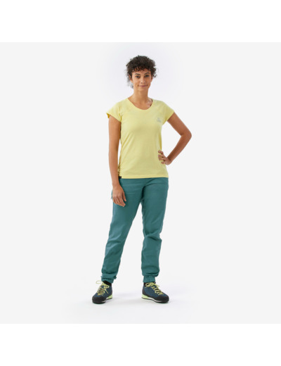 T-shirt d'escalade confortable femme, Vertika jaune, Montse Galbany